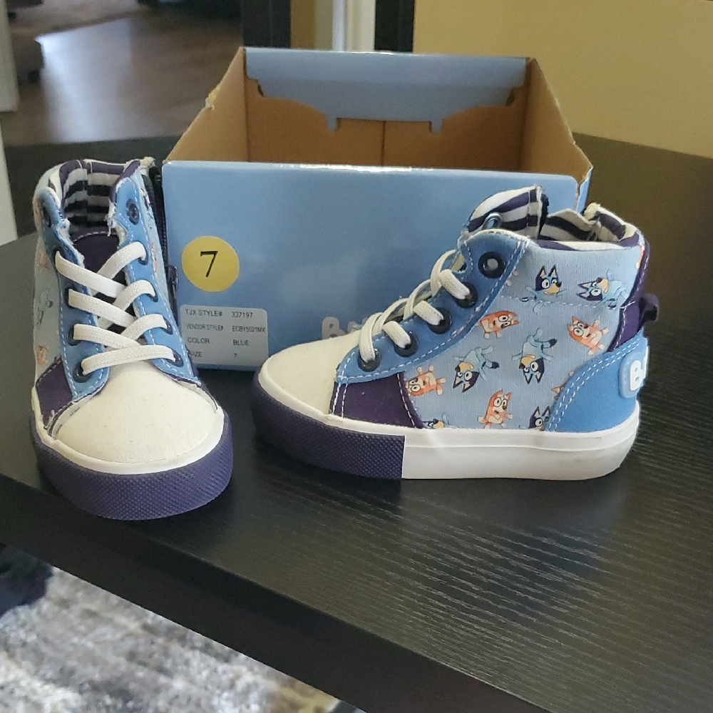 Blue and Purple Low-Top Sneakers with Whimsical Design